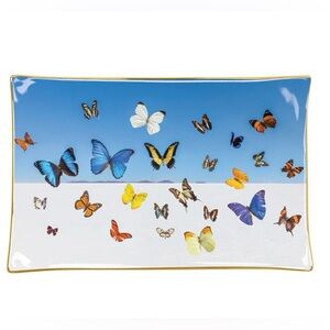Galison Porcelain Tray Gray Malen Butterflies